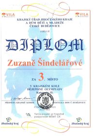 Diplom Zuzany Šindelářové
